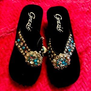Grazie Ornate Platform Flip Flops
